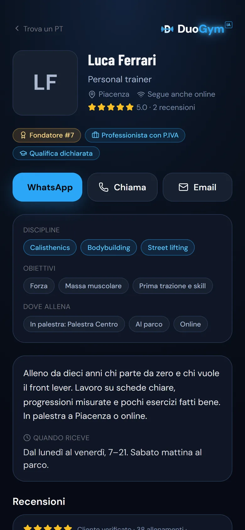 La tua vetrina, con recensioni vere